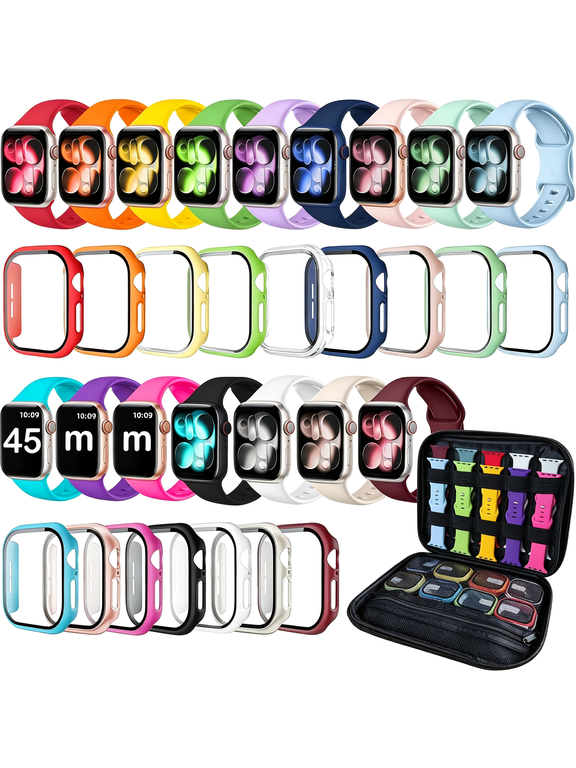 16Pack Compatible with Watch Bands 40Mm 41Mm 42Mm 44Mm 45Mm 46Mm Women Men; Screen Protector Case,Strap&Organizer for Watch Series 11 10 9 8 7 6 5 4 Se