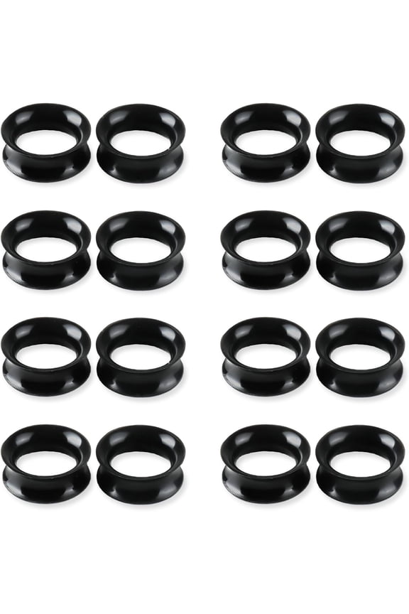 16Pcs Silicone Ear Gauges 8G-25Mm Flexible Ear Tunnels Gauges Soft Expander Stretching Ear Plugs Tunnels Black&White&Clear Earring Piercings Jewelry for Men Women