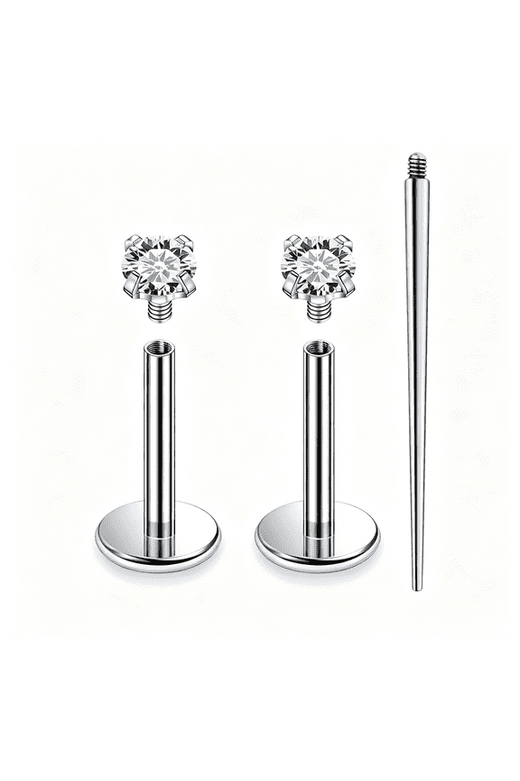 18/16/14G Internally Threaded Nose Rings Studs Flat Back Earrings Surgical Steel Cz Nose Rings Stud Tragus Helix Conch Cartilage Earrings Stud Piercing Jewelry for Women Men Hypoallergenic