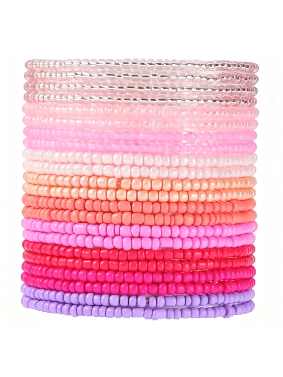 18-20Pcs Colorful Bohemia Seed Beaded Bracelets Set Stackable Boho Stretch Bangle Bracelets Multilayer Boho Anket Concert Summer Beach Vaction Surf Jewelry Accessory