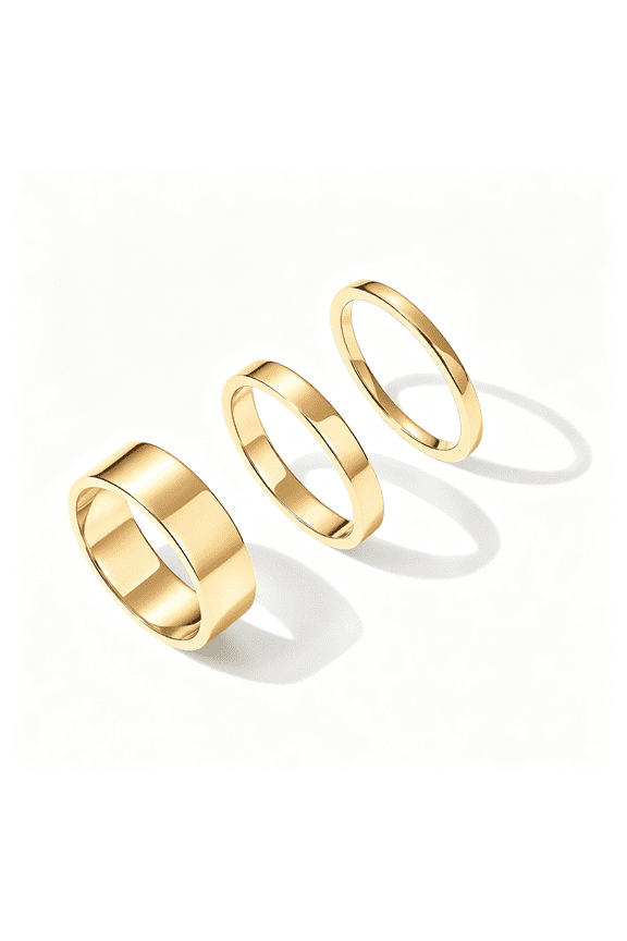 18K Gold Plated 3 Rings Set | Gold Stacking Rings for Women | Stacking Ring Set | Gold Stackable Rings