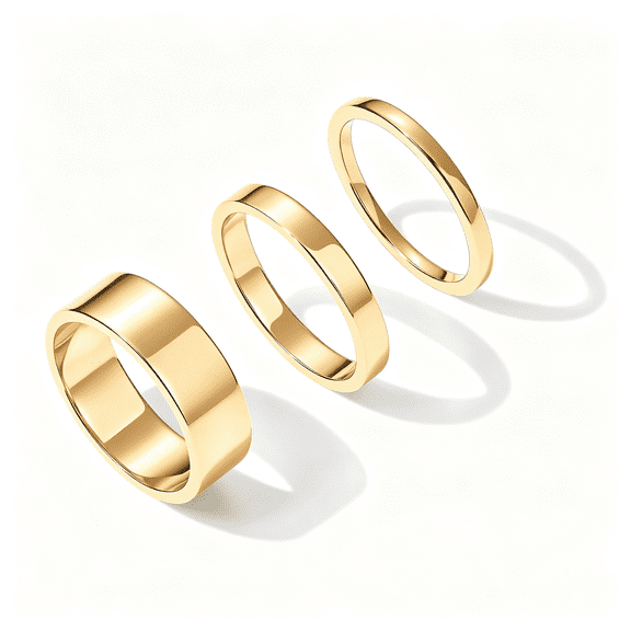 DESIGNICE 18K Gold Plated 3 Rings Set | Gold Stacking Rings for Women | Stacking Ring Set, Minimalist Stacking Rings
