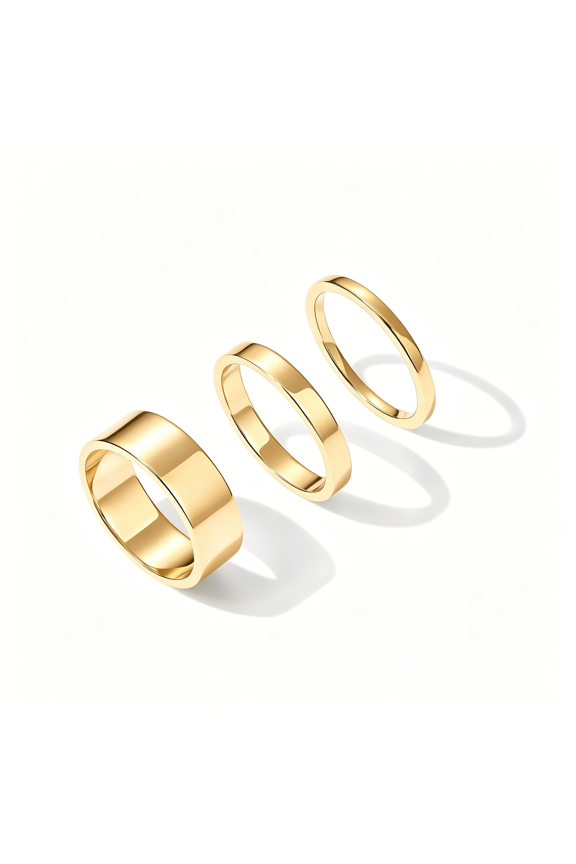 18K Gold Plated 3 Rings Set | Gold Stacking Rings for Women | Stacking Ring Set