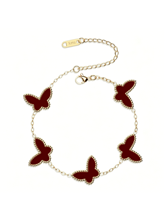 18K Gold Plated Clover Bracelet Dupes Gold/White/Black Bracelet Set for Women Flower Leaf Lucky Clover Bracelets Trendy Jewelry Birthday Gifts for Women/MoM/Friends
