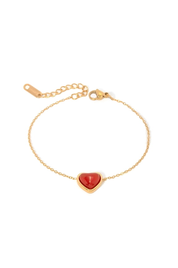 2026 New 18K Gold Plated Stainless Steel Red Agate Heart Necklace, Pendant, and Earrings  Unique Jewelry for Women, Minimalist Ins Style
