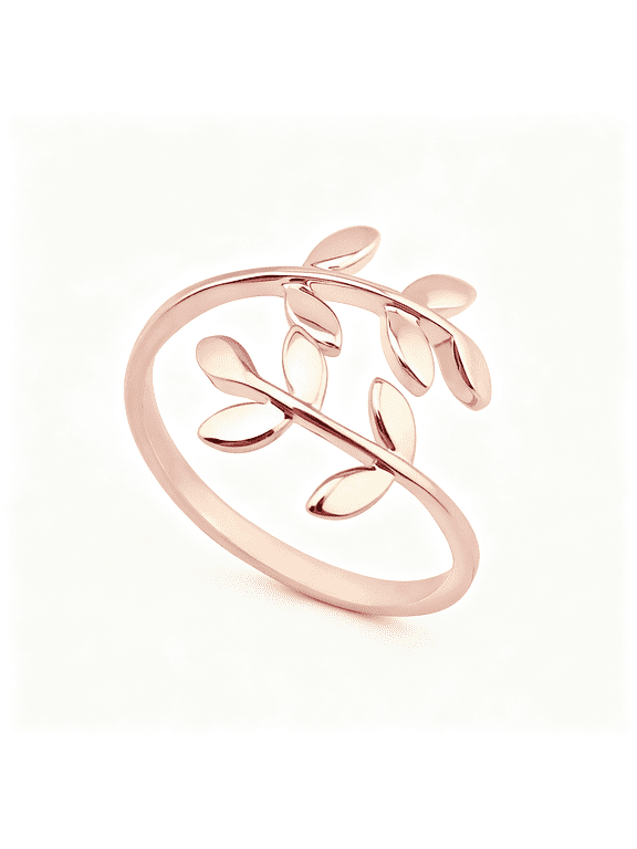 18K Stainless Steel Silver Gold Rose Gold Plated Leaves Leaf Laurel Adjustable Branch Ring Women Jewelry Rose Gold Jewelry