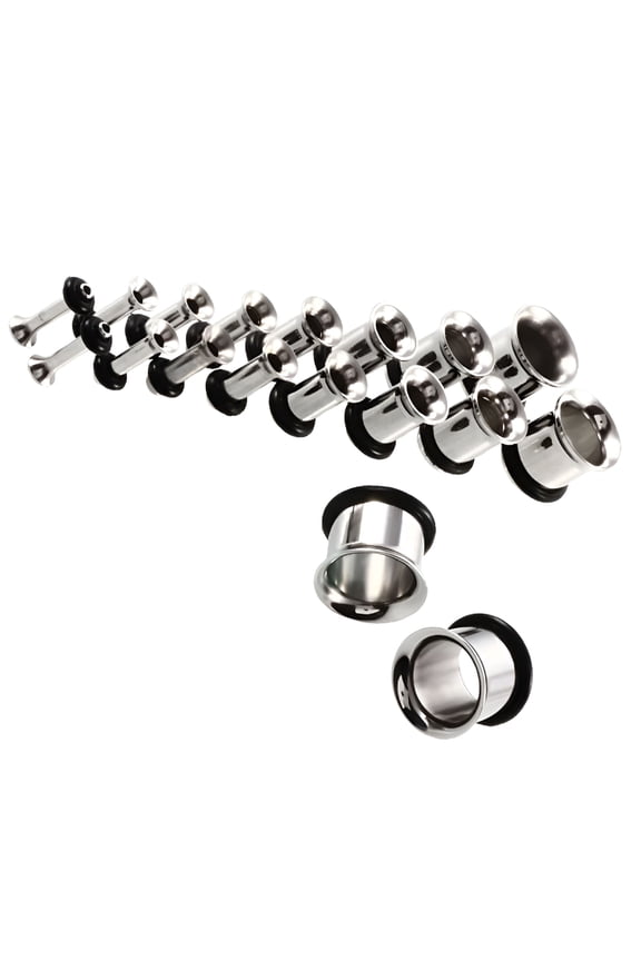 18Pcs Ear Tunnel Plug Gauge Stretching Kit Stainless Steel Ear Stretching Kit 14G-00G