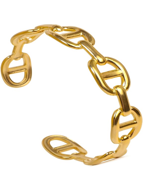 18k Gold Plated Adjustable Cuff Bracelets Personalized Open Wide Leaf Bracelet Natural Stone Cuff Bangle Buckle Bracelet Jewelry Gift for Women