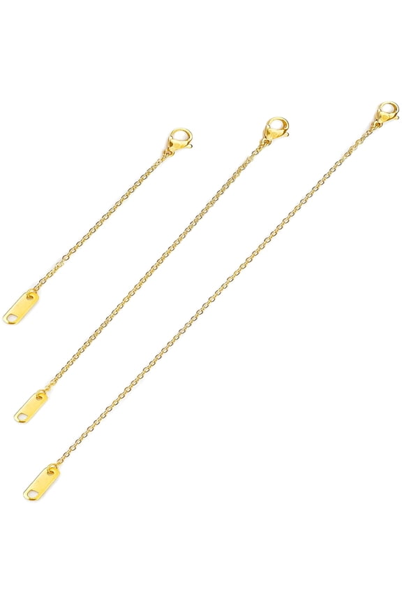 18k Gold Plated Necklace Extenders Delicate Necklace Extender Chain Set for Women 3 Piece Set, Extensions 2", 4", 6" Inches Hypoallergenic in Gold, Rose Gold, or Silver
