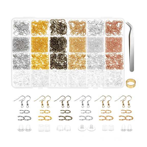DESIGNICE 1900 Pcs Earring Making Kit with Jewelry Hooks,Fish Hook Earrings,Backs,Jump Rings for Repair,Gifts Earring Hooks for Jewelry Making