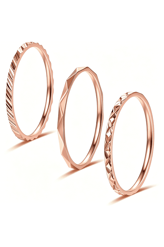 1Mm 3Pc Women Men Stainless Steel Rings Fashion Plain Band Knuckle Stacking Midi Rings Silver/Rose Gold Wedding Band Comfort Fit