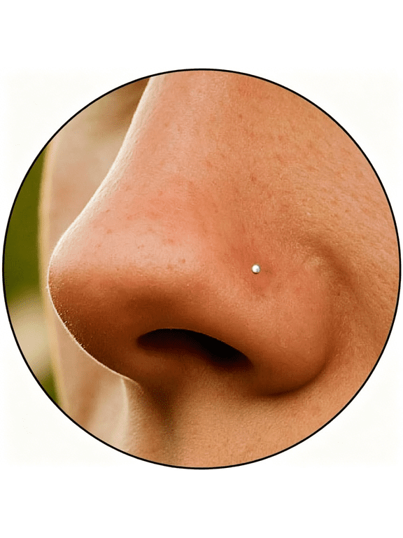 1Mm Silver Nose Stud Ultra Tiny 24 Gauge L Shape Nose Pin with Small Ball Dainty Micro Nose Jewelry for Women&Men