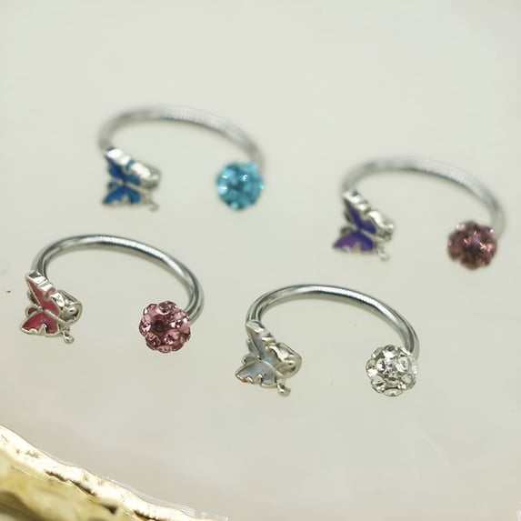 DESIGNICE 1Pc Butterfly Lip Ring Stainless Steel Lip Piercing Labret Piercing Body Jewelry