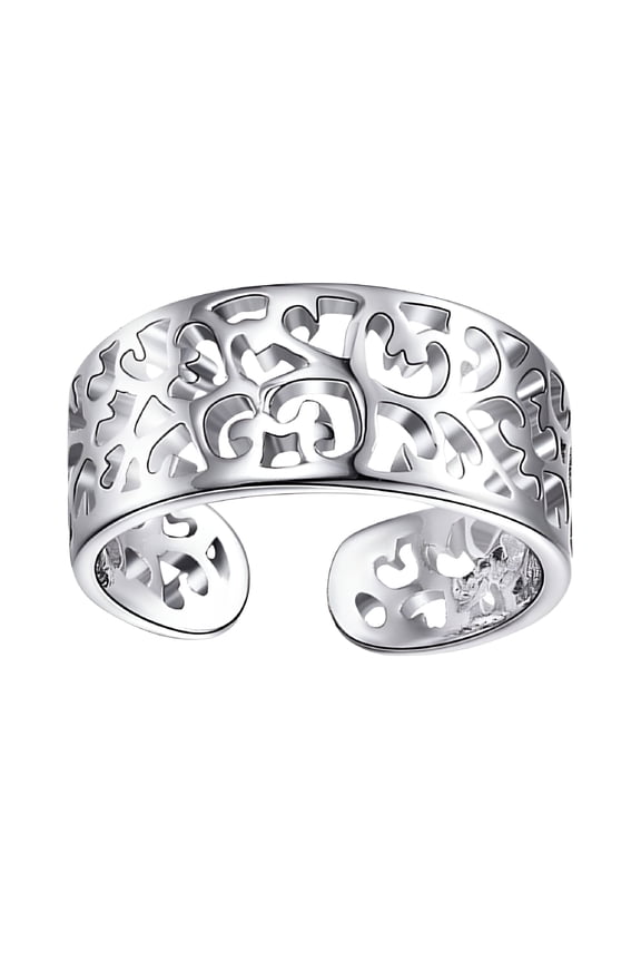 1Pc Creative Toe Ring Female Male Finger Ring Adjustable Ring Gift (Silver)