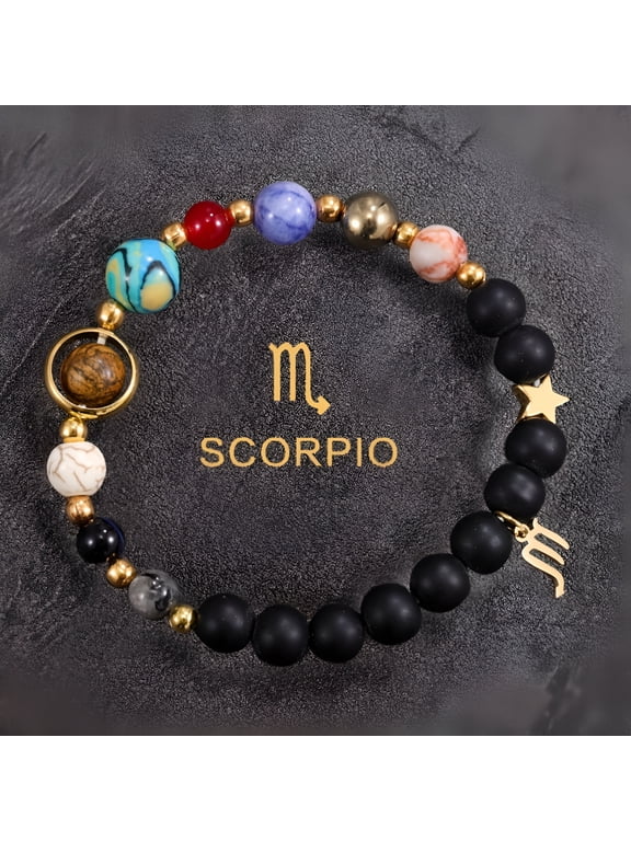 1Pc Handmade Natural Stone Beaded Bracelet,Aries Taurus Gemini Leo Virgo Libra Scorpio Sagittarius Capricornus Aquarius Pisces Gifts for Women