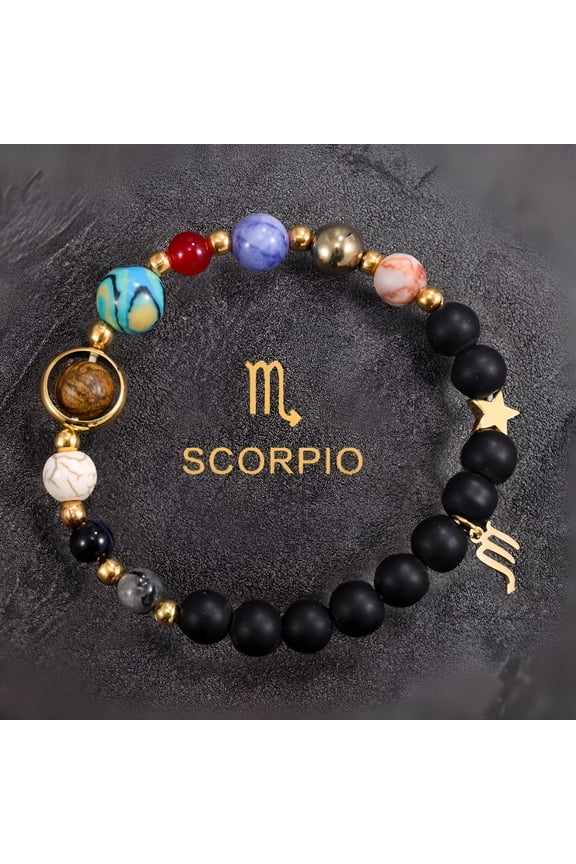 1Pc Handmade Natural Stone Beaded Bracelet,Aries Taurus Gemini Leo Virgo Libra Scorpio Sagittarius Capricornus Aquarius Pisces Gifts for Women