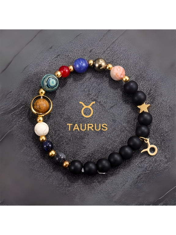 1Pc Handmade Natural Stone Beaded Bracelet,Aries Taurus Gemini Leo Virgo Libra Scorpio Sagittarius Capricornus Aquarius Pisces Gifts for Women