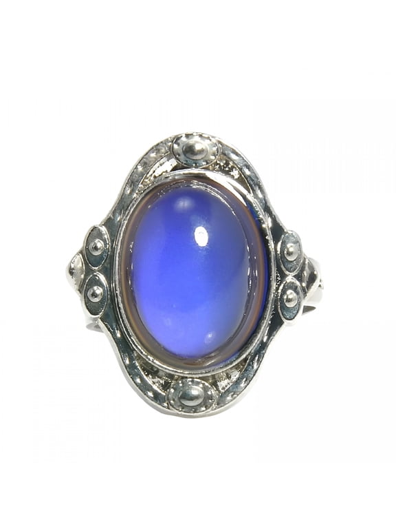 1Pc Vintage Unisex Mood Changing Color Ring Adjustable Temperature Control Band Silver Mood Rings for Women