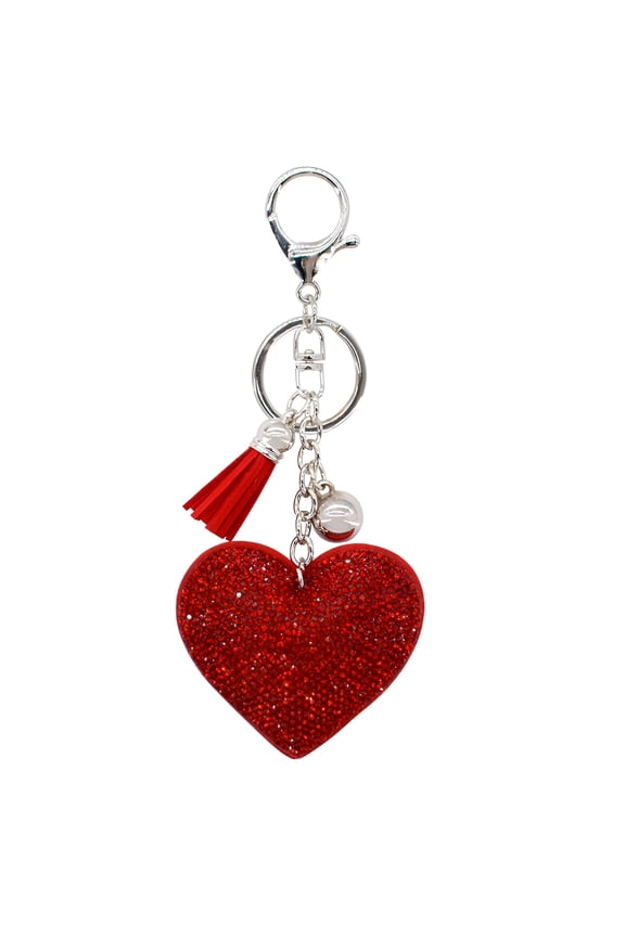 1Pcs Rhinestone Keychain Heart Tassel Crystal Keyring Car Pendant Charm Purse Decor Red