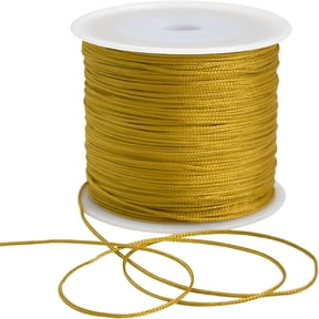 DESIGNICE 1mm x 100 Yards Gold Nylon Cord Satin String for Bracelet Jewelry Making Rattail Macrame Trim Cord Necklace Bulk Beading Thread Kumihimo Chinese Knot Craft
