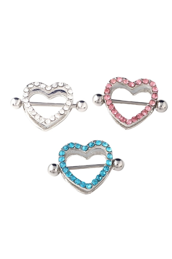 1pc/1pair Heart Shaped Nipple Shield Nipple Ring Steel Barbell Piercing Jewelry