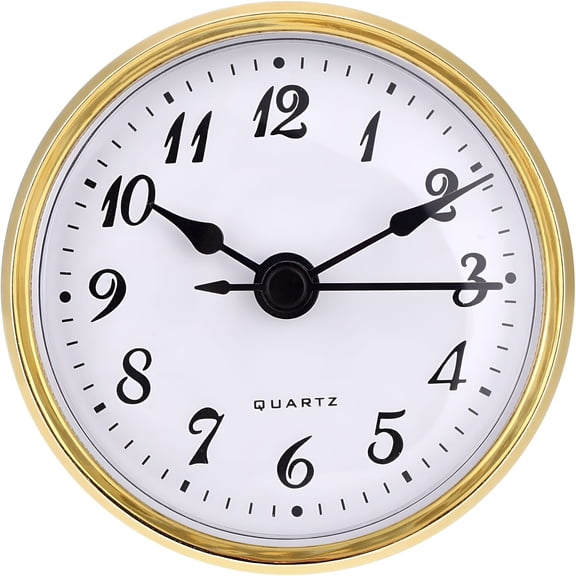 DESIGNICE 2.8 Inch/ 70 Mm Quartz Clock Insert,Gold Trim,Arabic Numeral,Quartz Movement (Gold Trim)