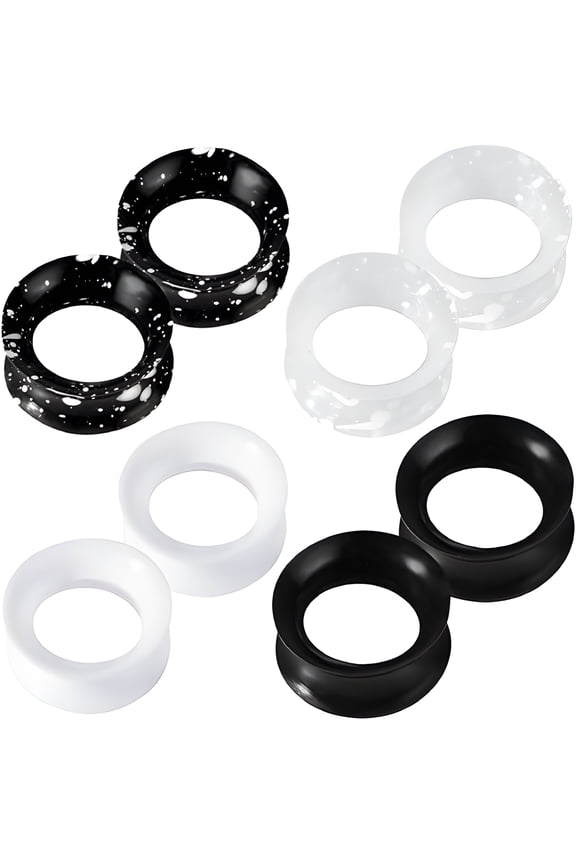 2/8Pcs Silicone Gauges for Ears 00G 25Mm Flexible Ear Tunnels Gauges Double Flared Ear Gauges Hypoallergenic Ear Expander Stretching Set for Women Men