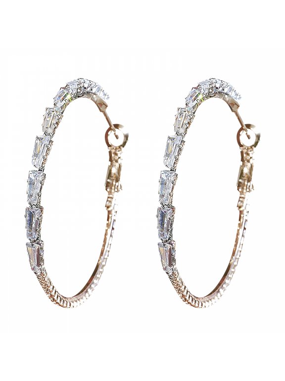 2 Colors Women Big Hoop Earrings Large Loop Circle Alloy Jewelry Earrings Large Hoop Earrings for Women