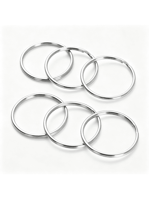 6 Pack 2 Inch Heavy Duty Key Rings, Large Split Key Chain Connectors, Strong Silver Tone Iron Keychain Hoops for Keys, Crafts, Organization