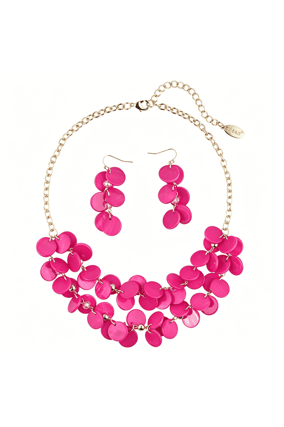 2 Layer Statement Choker Shell Necklace and Earring Set for Women Gift