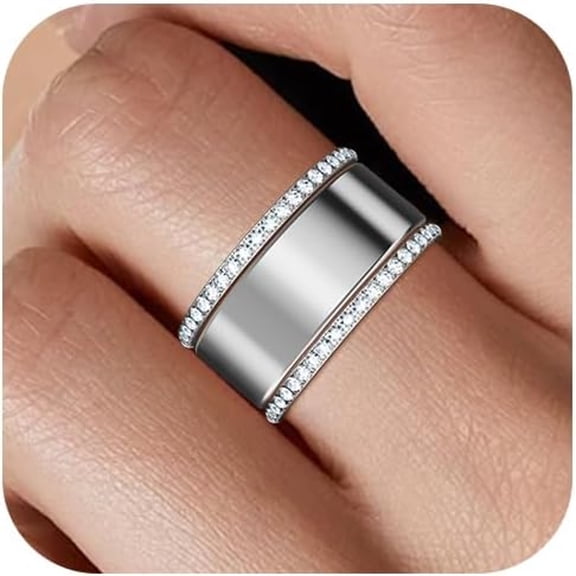 DESIGNICE 2-Pack 14K Gold Plated Stackable Bands for Ring 5 Ring Gen 4/Gen 3,Cubic Zirconia Simulated Diamond Ring Stack for Women