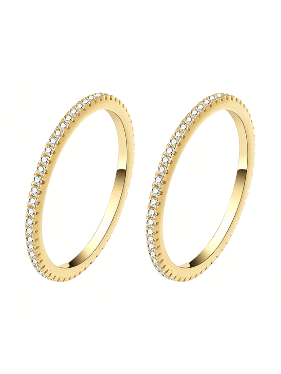 2-Pack 14K Gold Plated Stacking Rings for Ring Gen 5/4/3,Cubic Zirconia Simulated Ring Accessories Stack Diamond Rings for Women