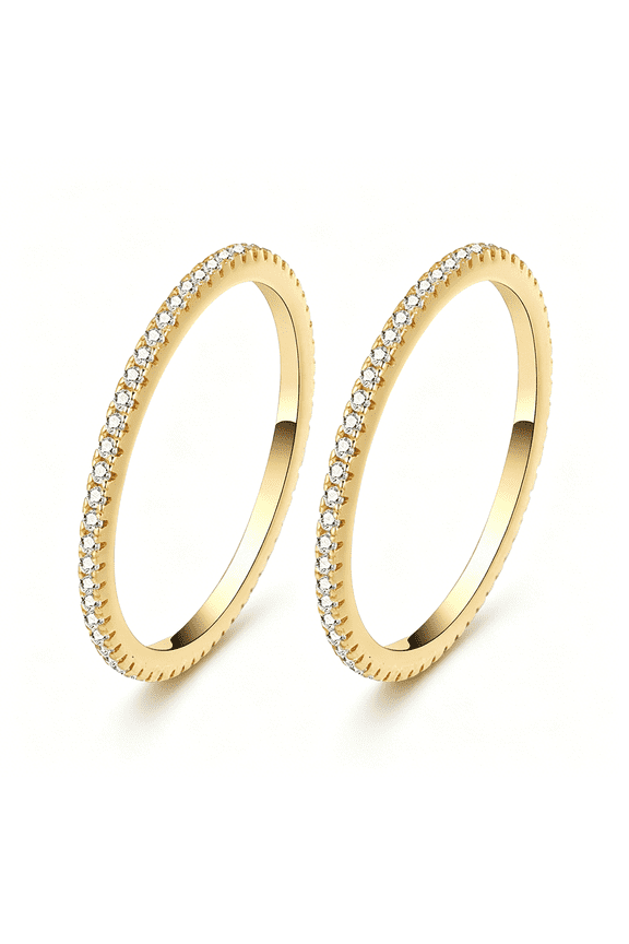2-Pack 14K Gold Plated Stacking Rings for Ring Gen 5/4/3,Cubic Zirconia Simulated Ring Accessories Stack Diamond Rings for Women