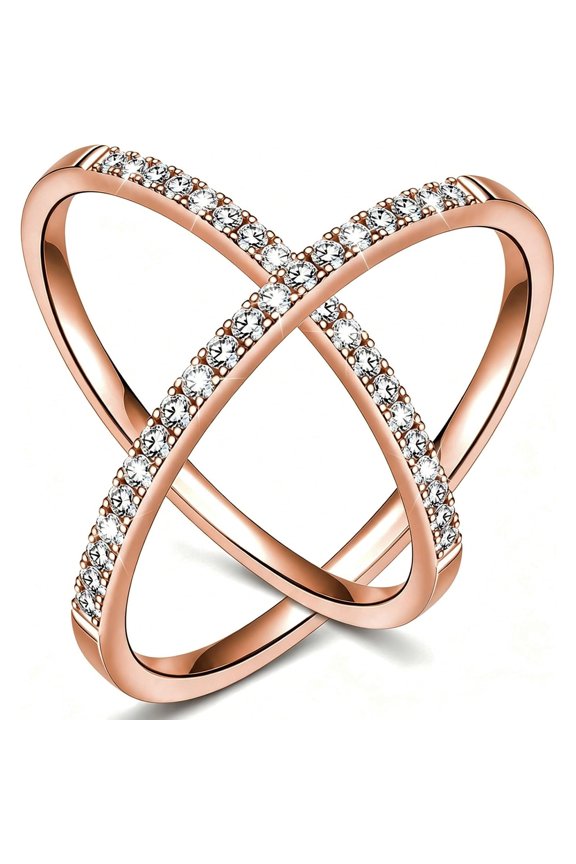 2-Pack 18K Gold Plated Stackable Bands for Ring 5, Cubic Zirconia Simulated Diamond Stacking Rings Accessories for Ring Women Ring Stacking Bands
