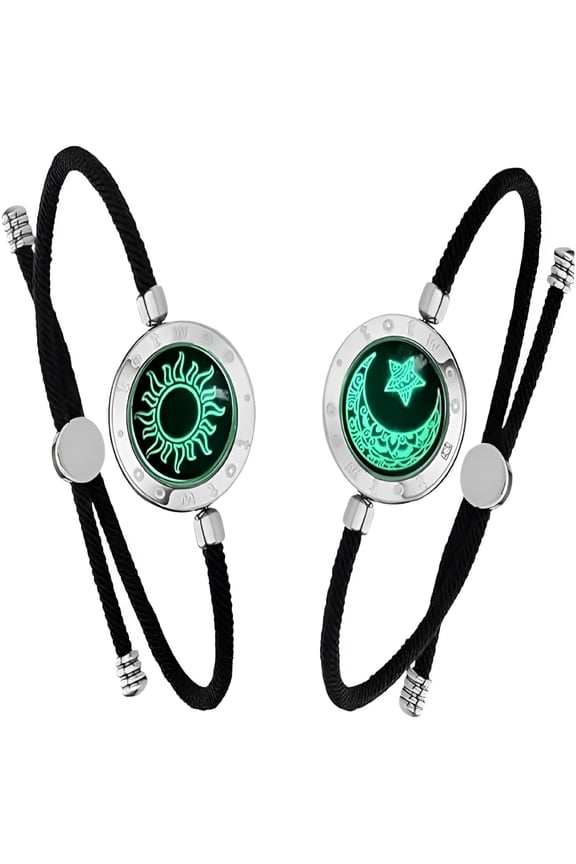 2-Pack Magnetic Sun & Moon Bracelets Luminous Couples Jewelry for Long-Distance Love, Matching His Hers Bracelets, Romantic Gift for Anniversary Valentine Day