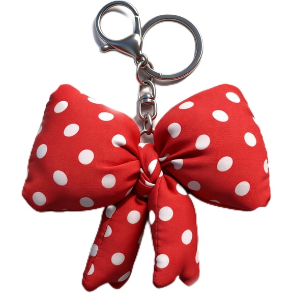DESIGNICE 2 Pack Polka Dot Mouse Keychain Puffy Bow Keychain for Theme Park Puffy Keyring Charm for Purse Bag Backpack Polka Dot Beaded Keychain