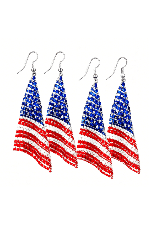 2 Pairs American Flag Earrings for Women 4Th of July Patriotic Hook Earring Usa Red White Blue Stripe Drop Flag Dangle Stud for Independence Day Holiday Jewelry Party Favor Gift