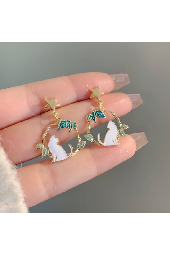 2 Pairs Cat Earrings Classic Color Gift Choice Woman Cat Earrings for Women
