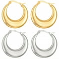 thumbnail image 1 of DESIGNICE 2 Pairs Statement Earrings for Women,Stainless Steel Plated C-Shaped Hoop Hoop Earrings for Women,Chunky Earrings Birthday Jewelry Gift for Her,Style2, 1 of 7