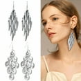 thumbnail image 1 of DESIGNICE 2 Pairs Statement Earrings for Women,Electroplated Iron Hollow Leaf Silver Earrings,Drop Earrings Wife Girlfriend Jewelry Gift,Style1, 1 of 7