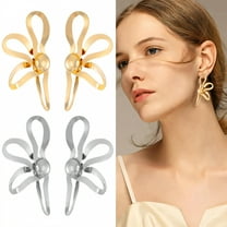 DESIGNICE 2 Pairs Statement Earrings for Women,Metal Plated Lava Folds Statement Earrings,Chunky Silver Earrings Birthday Jewelry Gift for Her,Style1