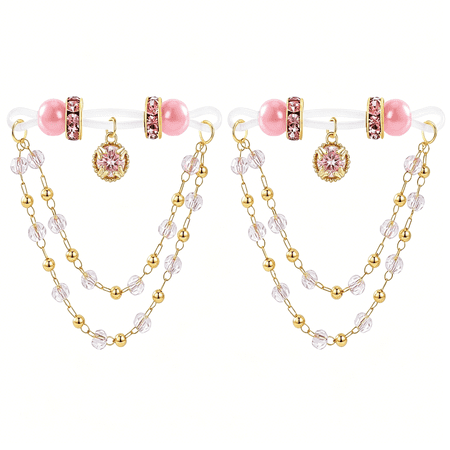 DESIGNICE 2 Pcs Fake Body Rings Non Piercing with Chain Adjustable Silicone Bodys Clamps Jewelry for Women