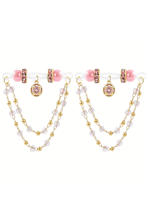 2 Pcs Fake Body Rings Non Piercing with Chain Adjustable Silicone Bodys Clamps Jewelry for Women