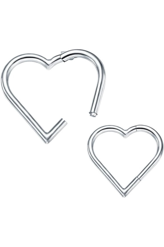 2 Pcs G23 Titanium Heart Daith Piercing Jewelry Rook Tragus Clicker Ring Cartilage Earrings 16G Hypoallergenic for Piercing Body Fashion Jewelry Accessory