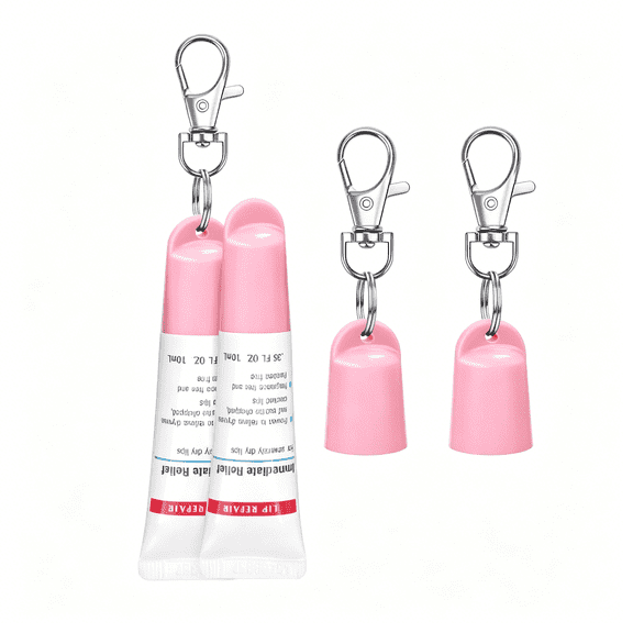 DESIGNICE 2 Pcs Keychain Holder for Lip Repair- Polypropylene Cap Accessory - Fit Lip Balm Keychain