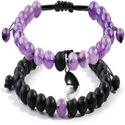 DESIGNICE 2 Pcs Magnetic Couples Bracelets Matching Bracelets Adjustable Connecting Bracelets, Double Rope Strong Couple Valentines Day Gifts Friendship Beads Bracelet