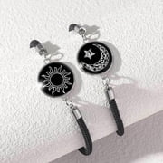 DESIGNICE 2 Pcs Matching Bracelets,Solar and Lunar Design Friendship Bracelets,Luminous Effect Matching Bracelets for Couples,Style 2