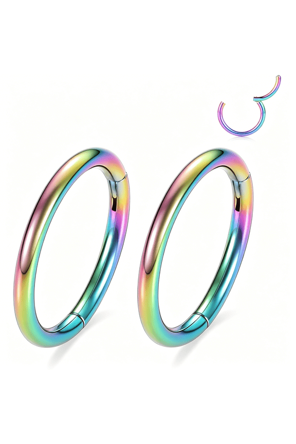 2 Pcs Nose Rings 20G 18G 16G 14G 12G 10G 8G Surgical Steel Piercing Rings for Nose Septum Cartilage Helix Tragus Conch Rook Daith Lobe from 5Mm to 16Mm Seamless Hoop Unisex Hinged Earrings