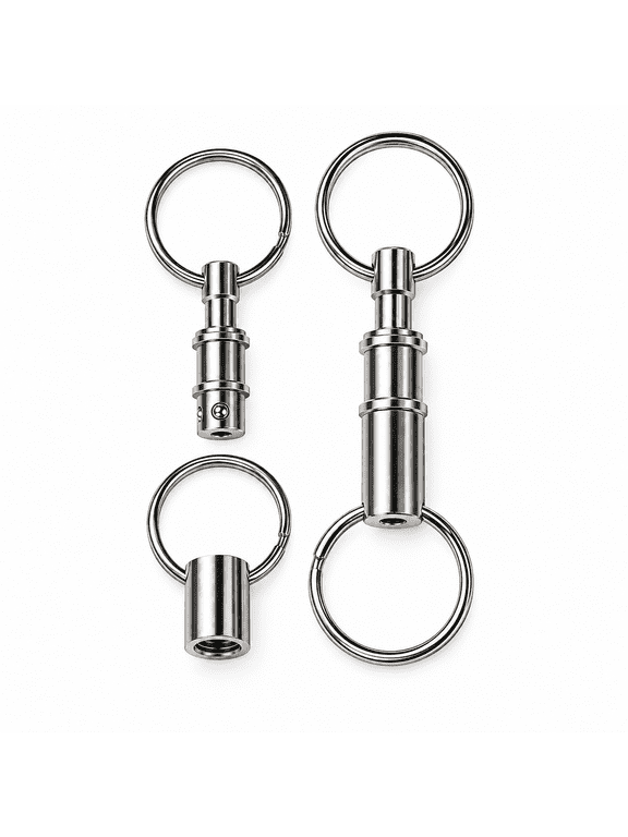 2 Pcs Quick Release Keychain, Silver Metal Key Ring