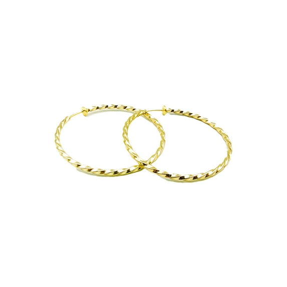 DESIGNICE 2 Pcs Sterling Silver Earrings,Twist Earrings Earrings Silver,Twist Spring 925 Sterling Silver Earrings,50mm,Gold